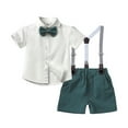 thumbnail image 3 of Vividxx Baby Boy Formal Short Sets Summer Gentleman Outfits Sets Kid Short Sleeve Bowtie Shirt Suspender Shorts Suit Solid Color Breathable Dailywear, 3 of 9