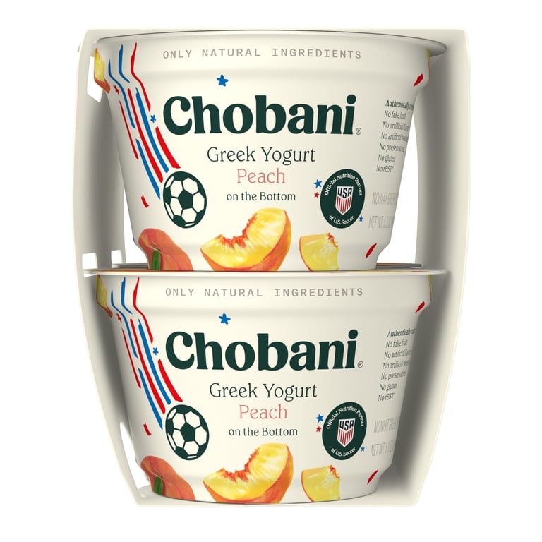 Chobani Non-Fat Greek Yogurt Peach On The Bottom 5.3 oz 4PK