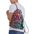 thumbnail image 3 of Drawstring Backpack - Color Shiny Splash Proof Small Drawstring Gym Bag for Women Men, Cinch Sports String Bag Backpack for Travel Swimming Beach, 3 of 8