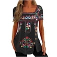 thumbnail image 1 of Birdeem Mode Femme Blouse Imprimée Décontractée Manches Courtes T-Shirt Été Boutons Hauts, 1 of 4