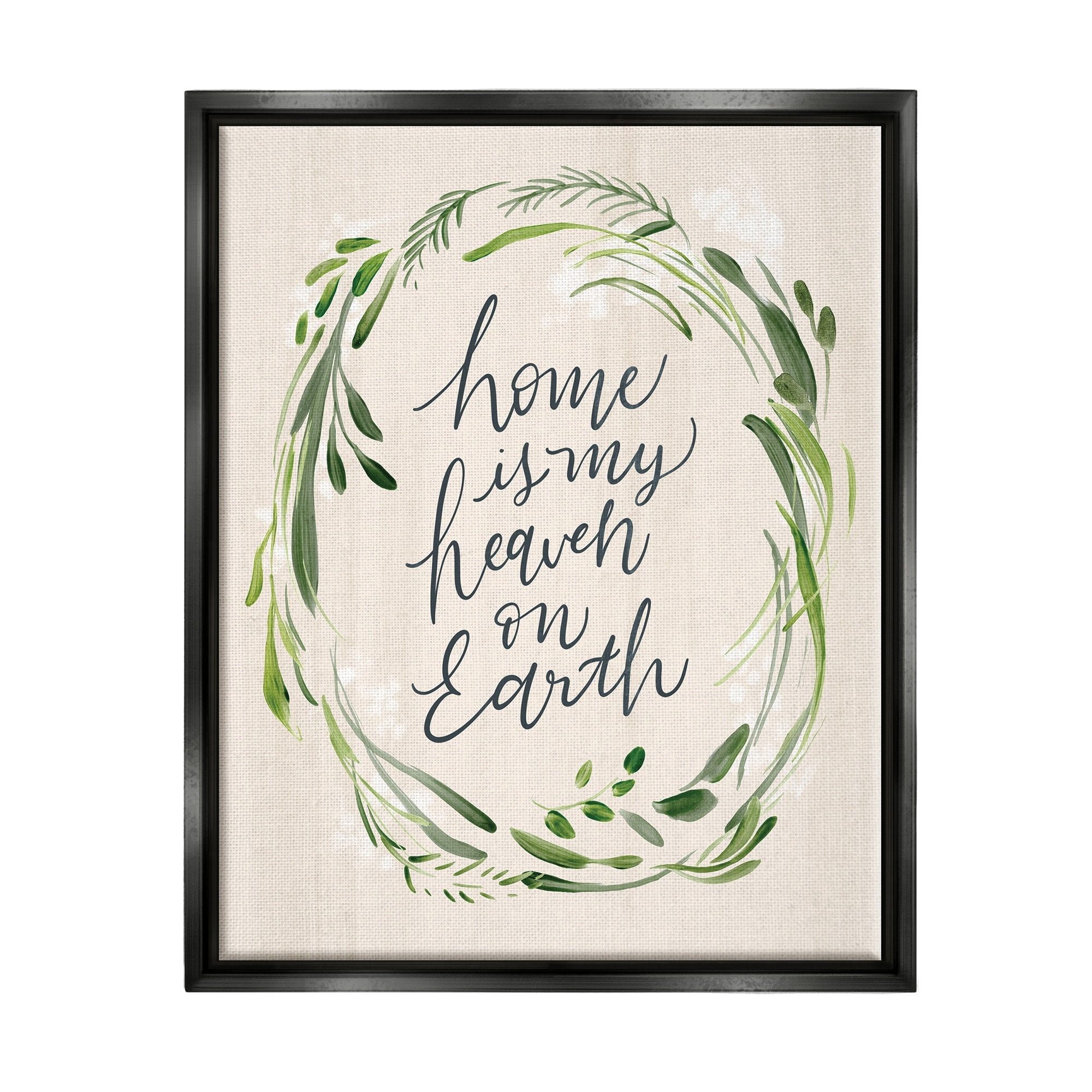 Stupell Industries Heaven On Earth Religious Home Script Calligraphy Graphic Art Luster Gray Floating Framed Canvas Print Wall Art, Design by Caverly Smith
