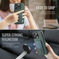 thumbnail image 2 of for iPhone 15 Pro Max Phone Case, Vintage Magnetic Finger Hand Wrist Strap Kickstand Shockproof Protective PU Leather Thin Fit Anti-Scratch Cover Compatible with iPhone 15 Pro Max, Green, 2 of 6