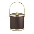 thumbnail image 1 of Sophisticates Brown W/ Polished Gold 3 Qt. Ice Bucket W/ Track Handle,& Metal Cover, 1 of 1