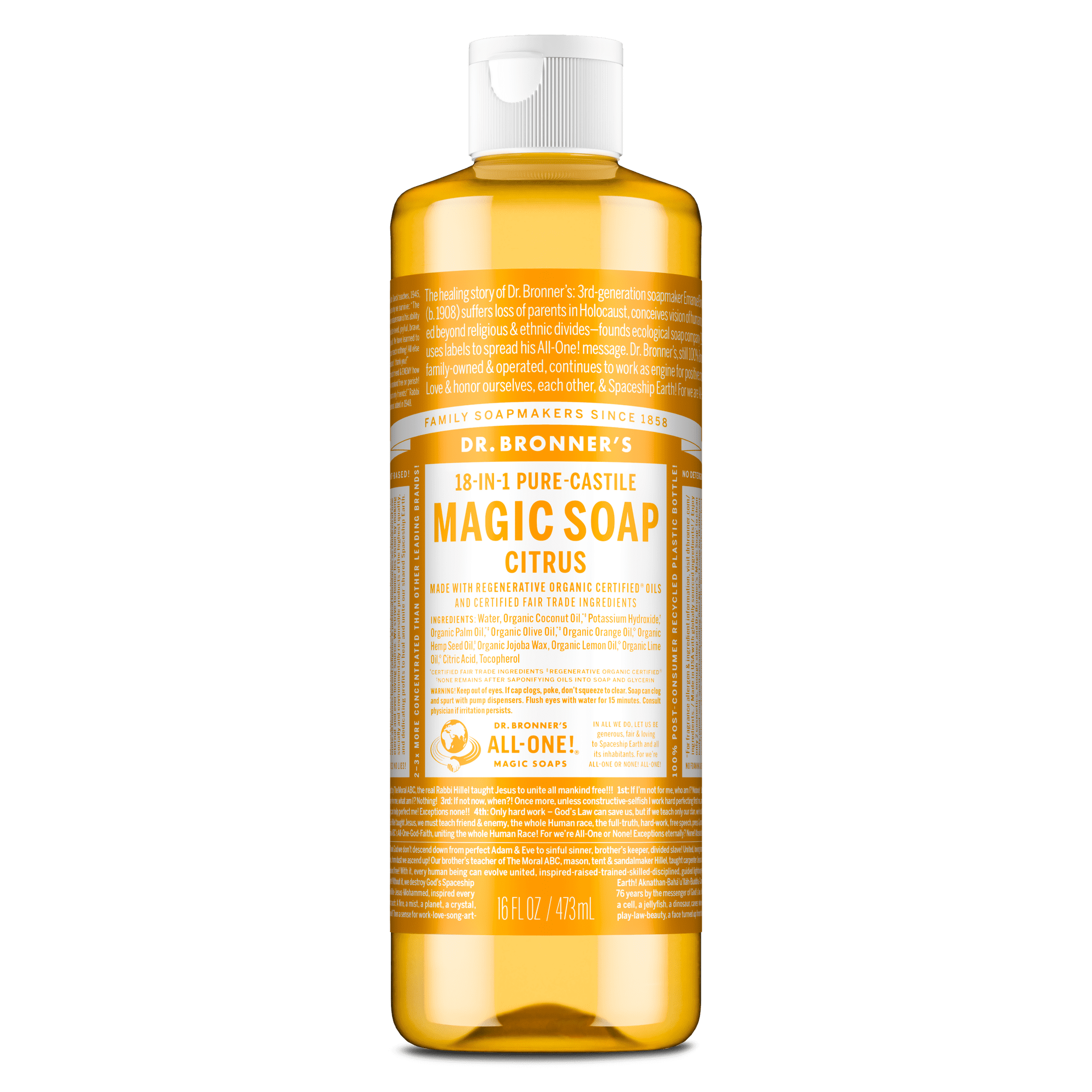 Dr.Bronner's Magic Soap, Citrus, Pure-Castile Body Wash Liquid Soap, 16 fl oz