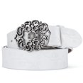 thumbnail image 3 of Ceinture Classique à Motif Large en Relief 110cm Boucle en Forme de Fleur pour Femmes (Blanc), 3 of 7