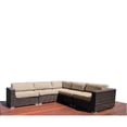 thumbnail image 2 of Living Source International 5-Piece Wicker/Rattan Sectional Set - Espresso/Beige, 2 of 5