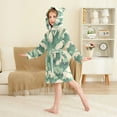 thumbnail image 4 of FORMRS Niños Bathrobe Unisex Hooded Robe Soft Plush Pajamas Sleepwear, Size 10-12T, Green Wave Pattern, 4 of 7