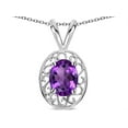 thumbnail image 2 of Star K � Vintage Style Filigree Oval 6x4mm Genuine Amethyst Pendant Necklace, 2 of 9