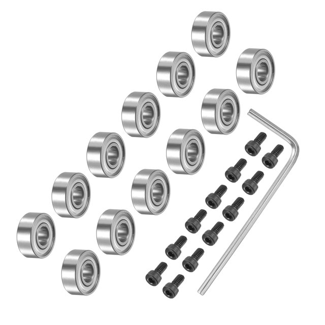 Unique Bargains 3/16' I.D. 1/2' OD Bearing Accessory Kit Top Mounted Bearings for Router Bit (#5-40 x 1/4' Screws) 12 Pack