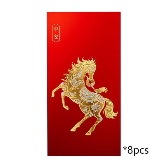 B 8 Pieces 2026 Year Envelopes For Chinese New Year Money Gifts With Traditional Patterns