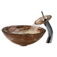 thumbnail image 3 of KRAUS Ares Glass Vessel Sink in Gold with Single Hole Single-Handle Waterfall Faucet in Chrome, 3 of 6