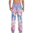 thumbnail image 7 of Men's Pajama Pants with Pockets Sleepwear Lounge Pants Stretch Casual Tie Dye 2 Tone Pink Blue 21, 7 of 7