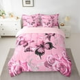 thumbnail image 2 of Homewish Floral Rose Butterfly Girl 7-Piece Twin Bedding Sets,Dreamy Princess Bedding Comforter Set,Chic Flowers Breathable Sheet Sets,Microfiber Bedroom Decor,Reversible, 2 of 8