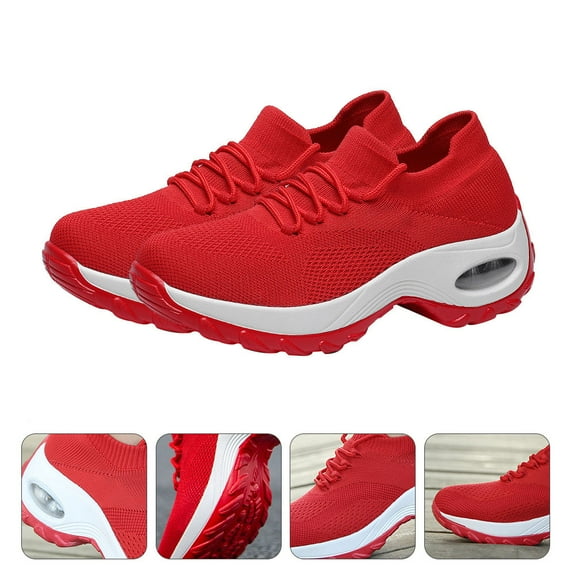 CRILSTYLEO Women Casual Shoes Comfortable Sneakers For Women Red Sole 1 Pair