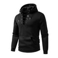 thumbnail image 5 of Men's Sweatshirts Sevevn Mens Sweatshirts Lace Up Hooded Pullover Long Sleeve Cargo Workout Outdoor Hoodies with Pocket, 5 of 6