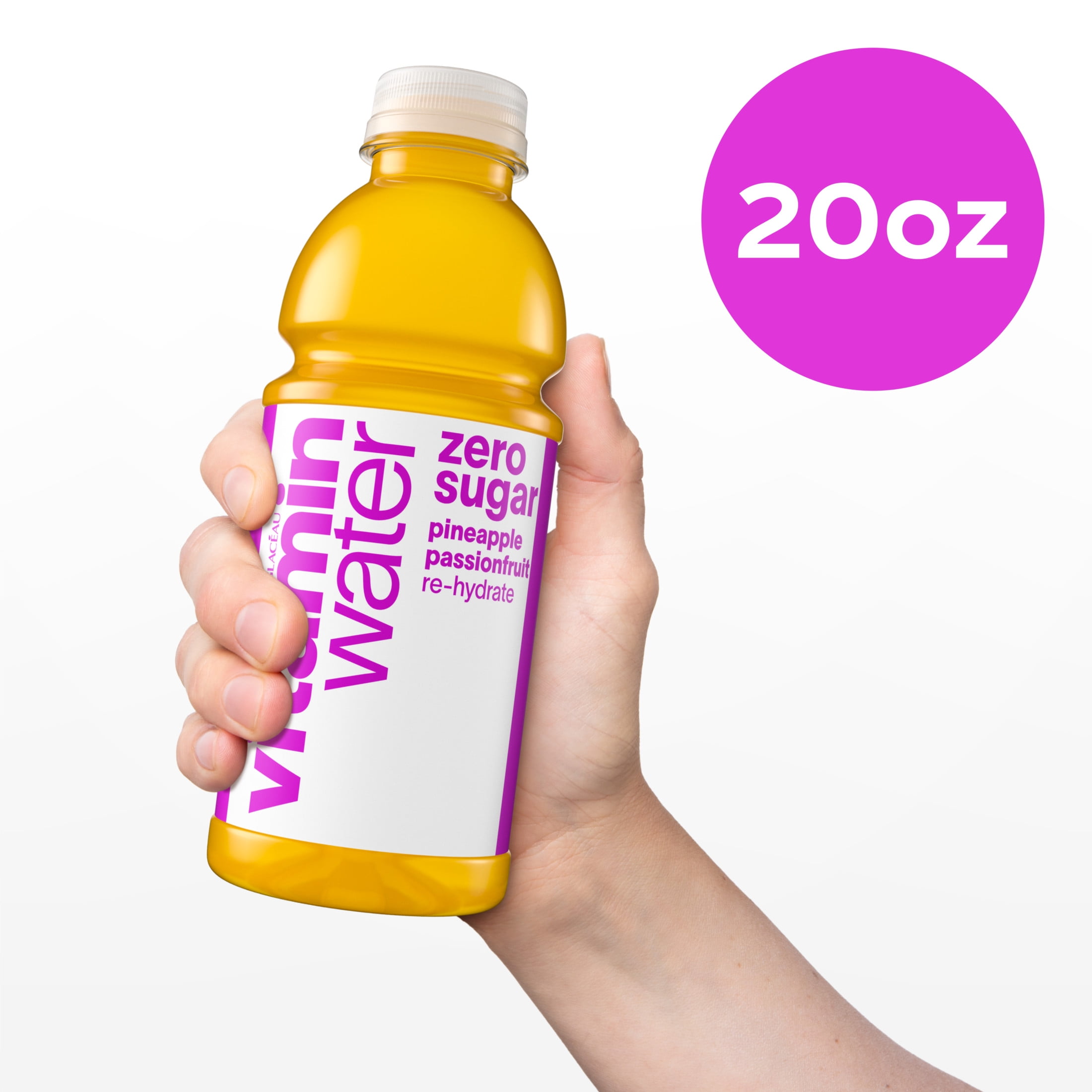 vitaminwater Re-Hydrate Zero Sugar Pineapple Passionfruit Flavored Water Beverage, 20 fl oz Bottle