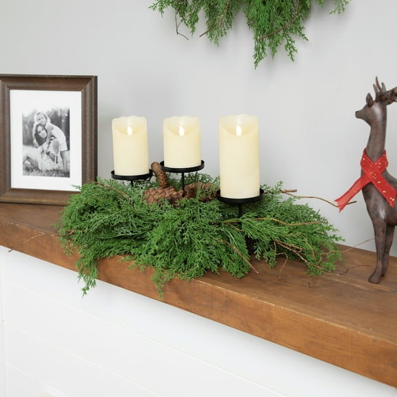 Pine Cone and Mixed Foliage Christmas Pillar Candle Holder - 30"