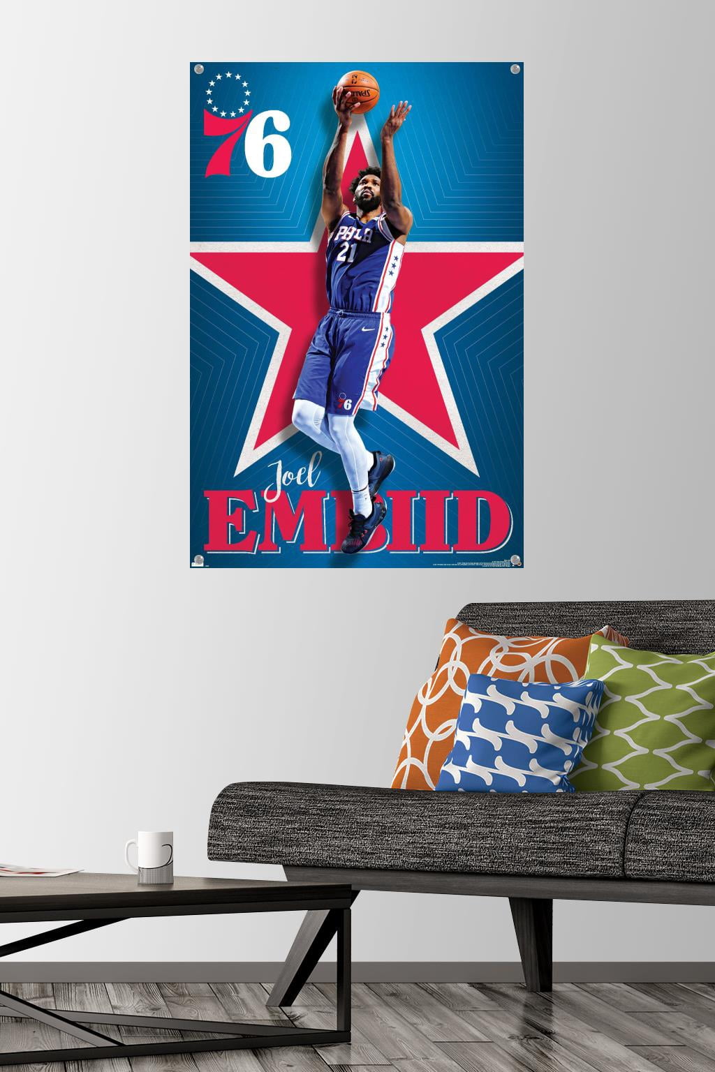 NBA Philadelphia 76ers - Joel Embiid 20 Wall Poster with Pushpins, 22.375" x 34"