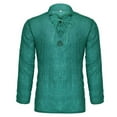 thumbnail image 2 of Medieval Pirate Linen Top Shirt Men Nordic T-Shirt Cosplay Lace-Up Tee, 2 of 9