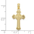 thumbnail image 2 of 10k Solid Yellow Gold Textured Leaves Edges Religious Faith Cross Charm 24.95mm Long Pendant Necklace for Women, 2 of 2