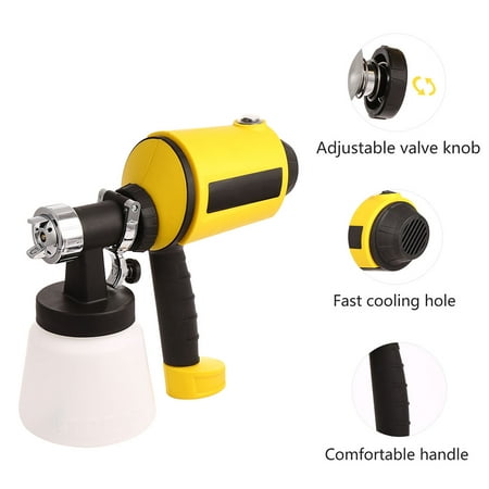 Electric Paint Sprayer Gun Power Painter 400 Watt HVLP Spray Gun Kit for Home, 2 Nozzle Sizes, Lightweight, Easy Spraying and Cleaning, Perfect for Beginner (US Stock) Yellow