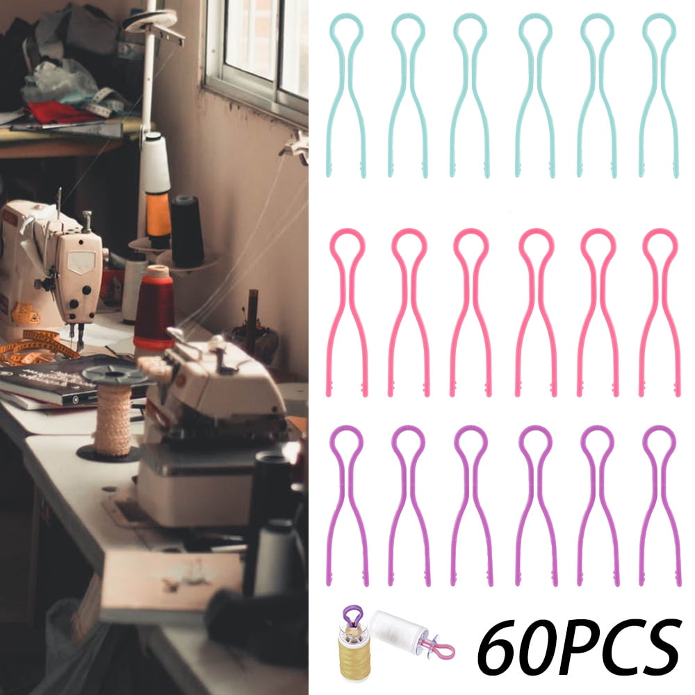 Kuphy 60 Pcs Bobbin Holder Clips Thread Spool Plastic Clamps Organizing