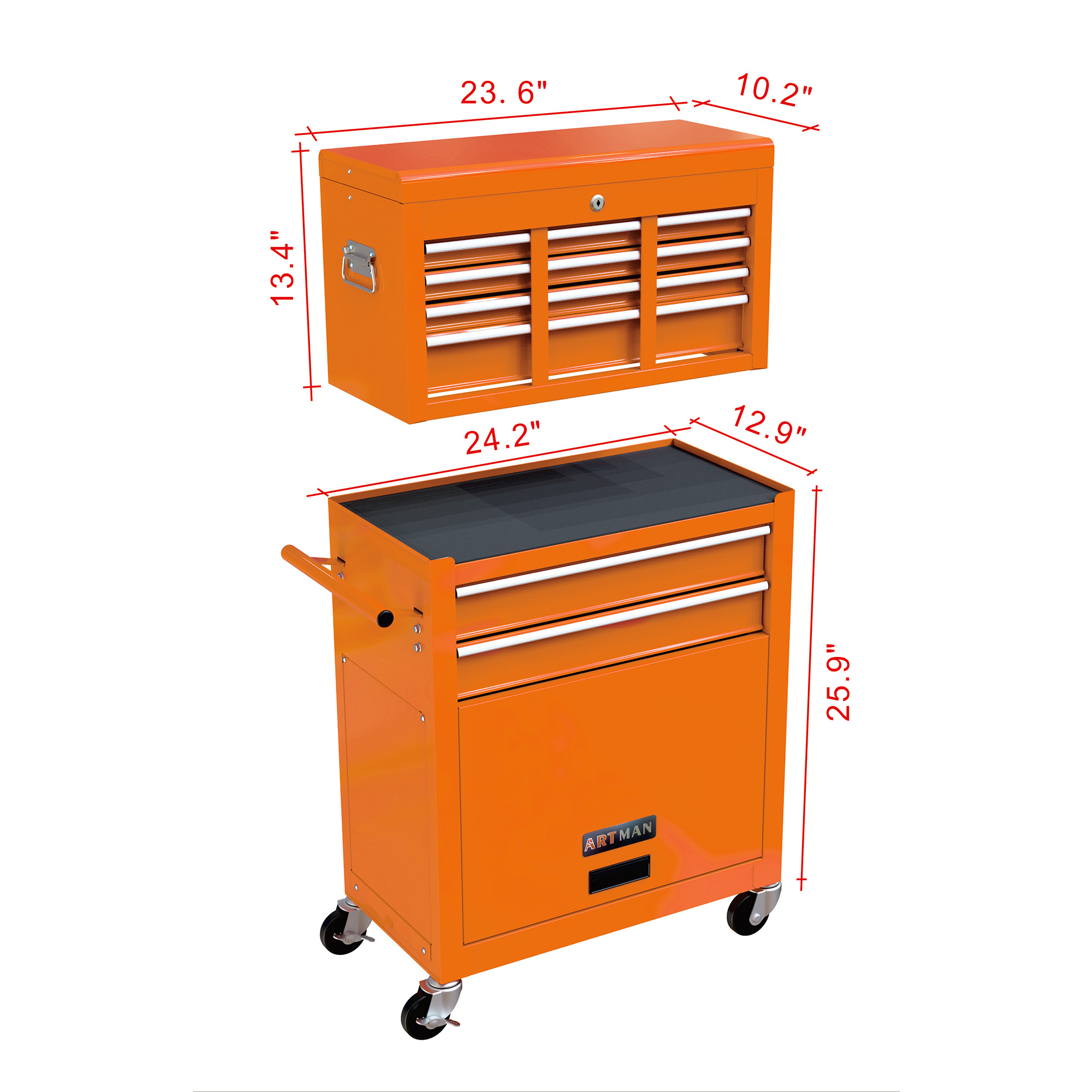 8-Drawer Rolling Tool Chest with Wheels, Large Capacity Tool Storage  Cabinet, Lockable Drawers, Removable Toolbox for Workshop and Mechanics  Garage