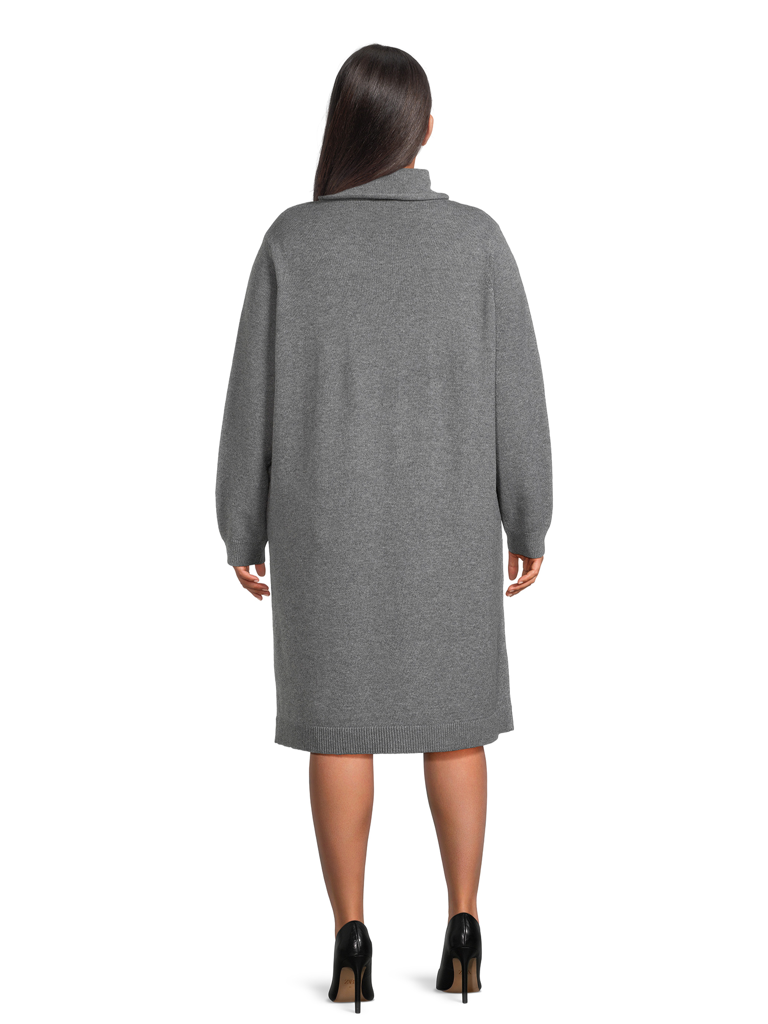 Terra & Sky Women's Plus Size Turtleneck Tunic Length Sweater Dress - image 3 of 5