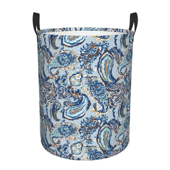 Balery Paisley Floral Branches Cesta de ropa redonda con asas, impermeable, independiente, para ropa, juguetes, dormitorio y familia-Medium