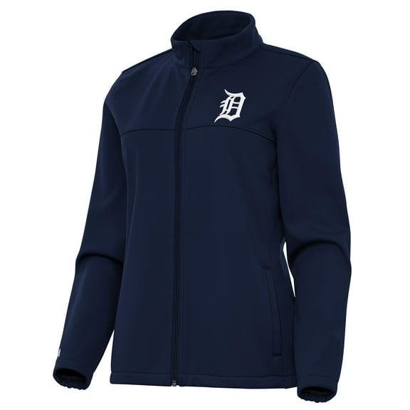 Women's Antigua Navy Detroit Tigers Links 2 Golf Full-Zip Jacket