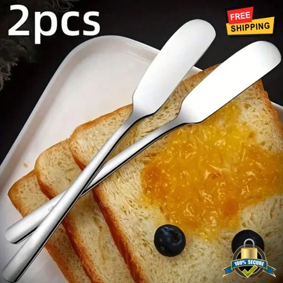 2Pcs Stainless Steel Butter Knife & Spreader For Cheese, Jar, Butter