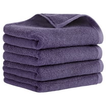 Unique Bargains Cotton Hand Towels Soft Absorbent Towel Set Dark Purple 4-Piece