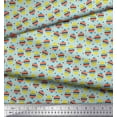 thumbnail image 2 of Soimoi Green Cotton Duck Fabric Geometric & Strawberry Fruit Print Sewing Fabric Yard 44 Inch Wide, 2 of 3