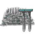 thumbnail image 1 of Paquete de 100 maquinillas de afeitar desechables, maquinillas de afeitar envueltas individualmente, maquinillas de afeitar de doble hoja de acero inoxidable a granel para viajes en hoteles, Airbnb si, 1 of 5