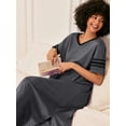 thumbnail image 3 of Avidlove Women's Nightgowns Long Sleepshirt Short Sleeve Oversized Nightdress Sleepwear V Neck Houese Dress Loungwear, 3 of 7