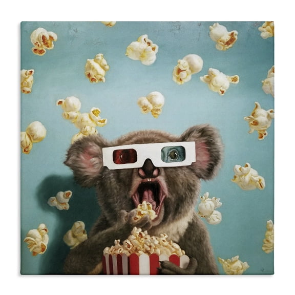 Stupell Industries Cottage Adorable Koala Watching Movie with Popcorn Canvas Art, 17 x 17, by Lucia Heffernan