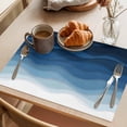 thumbnail image 3 of Navy Blue Ombre Placemats Set of 6 Modern Moire Wave Gradient Place Mats Indoor Wipeable Table Mats Washable Cloth Dining Table Placemats for Kitchen Holiday Party Home Decor 13x19 Inch, 3 of 9