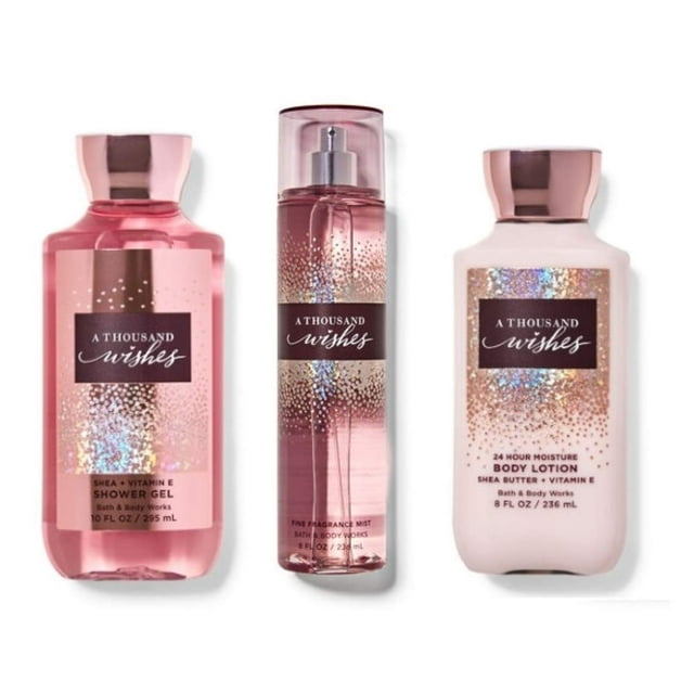 Bath & Body Works Cuidado corporal - Mil deseos - Juego de trío diario - Loción en gel y niebla