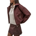 thumbnail image 1 of Chaqueta de Solapa de Larga para Mujer, Abrigo de Ante Holgado Informal de Moda para , Otoño e Invierno Marrón L, 1 of 9