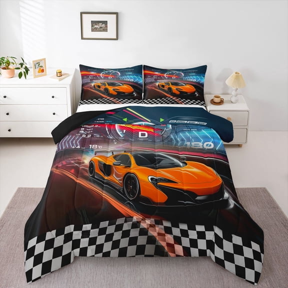 YST Race Car Bedding Set Boys Extreme Sports Comforter Set for Kids Boys Cool Car Comforter Car Sports Quilt Set 1 Comforter Set with 1 Pillowcase Twin Size