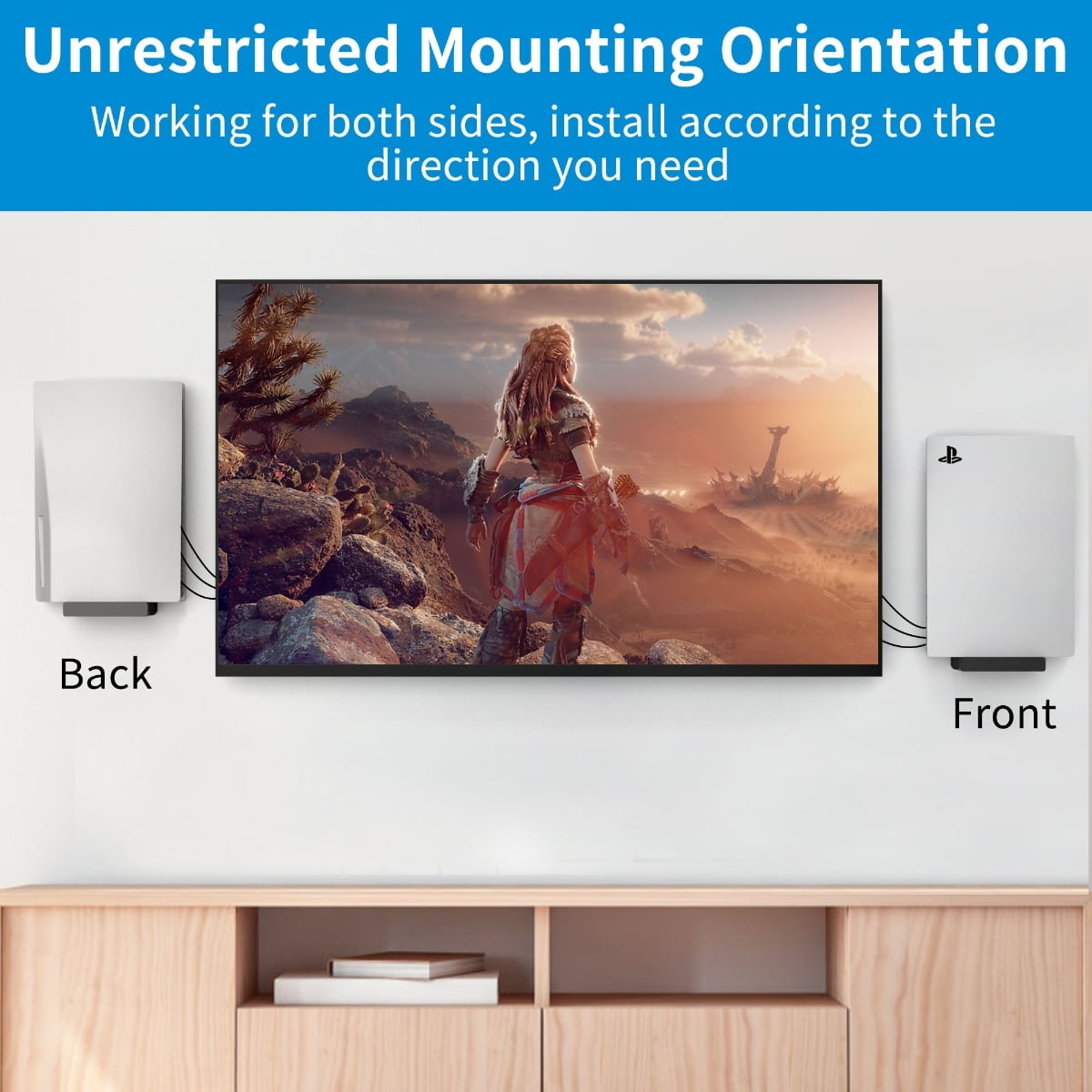 SPORTLINK Wall Mount for PS5 - Mounts Playstation 5 on a Wall by Your TV Black