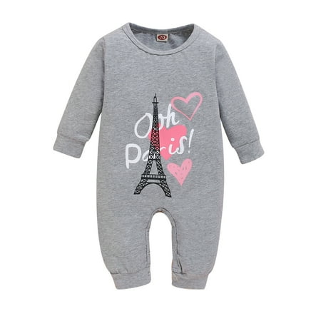 

Kucnuzki Infant Girl Clothes 3 Months Infant Girl Fall-Winter Bodysuit 6 Months Infant Girl Long Sleeve Carton Heart Prints Bodysuit Gray