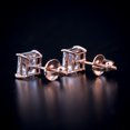 thumbnail image 3 of Women's Rose Gold Plated 925 Sterling Silver Cz Small Princess Cut Screw Back Earrings, 3 of 5