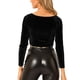 thumbnail image 3 of INSPIRAR CHIC Blusas Cortas de Terciopelo de Manga Larga Off Shoulder Sólidas XL Negros, 3 of 7