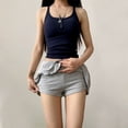 thumbnail image 4 of Aihuaihua Fold Over Shorts Skirt Low Waist Pleated Skirts Strechy Elastic Waisted Cute Shorts for Women Girl Y2k Grey S, 4 of 7