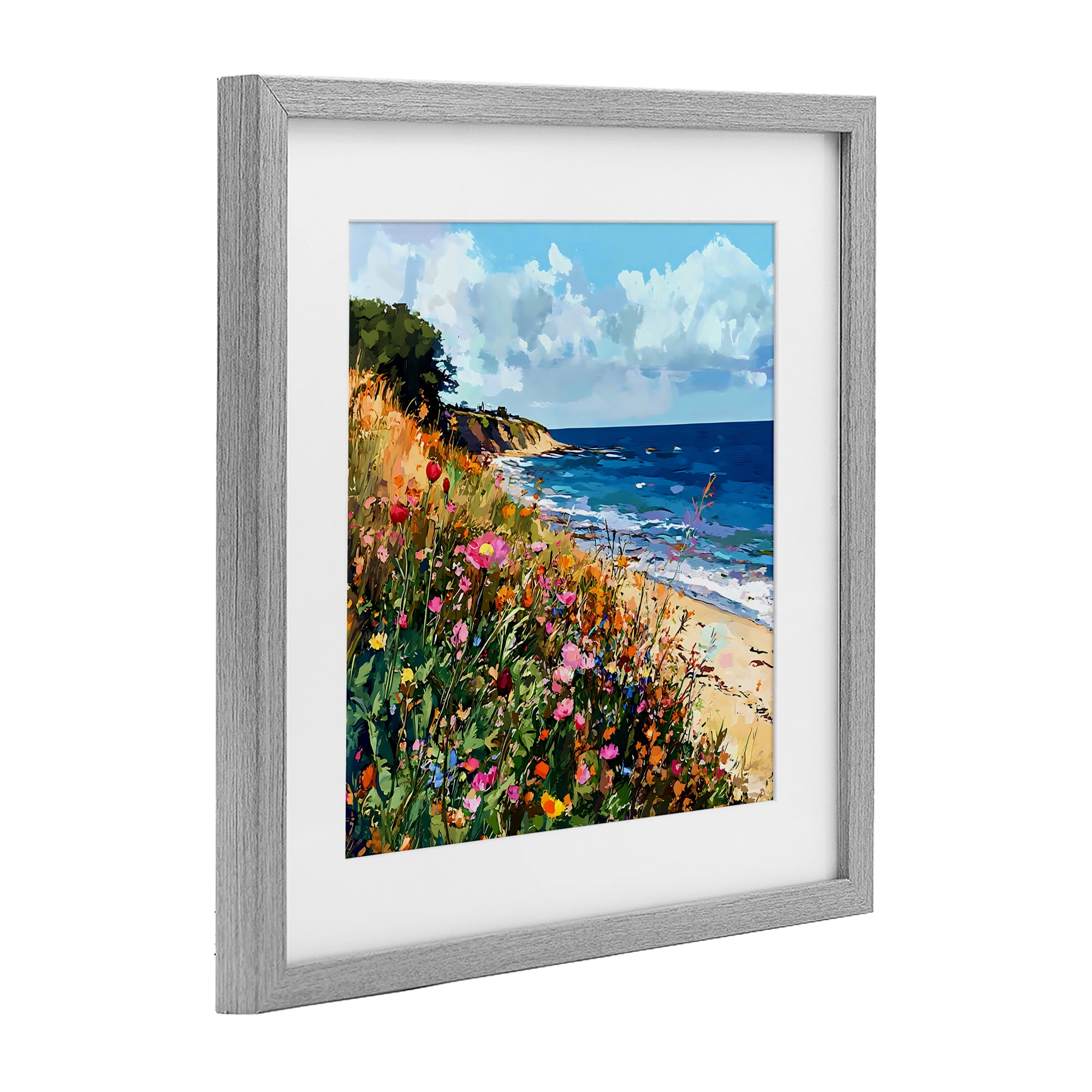 Stupell Industries Enchanted Oceanside Meadow Gray Framed Print Under Glass, design by Creative Studio