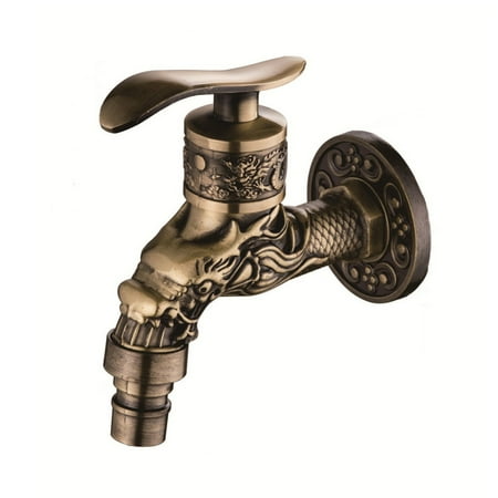 

ONWRACE Zinc Alloy Antique Bronze Wall Mounted Faucet 1/2inch Washing Machine Water Tap