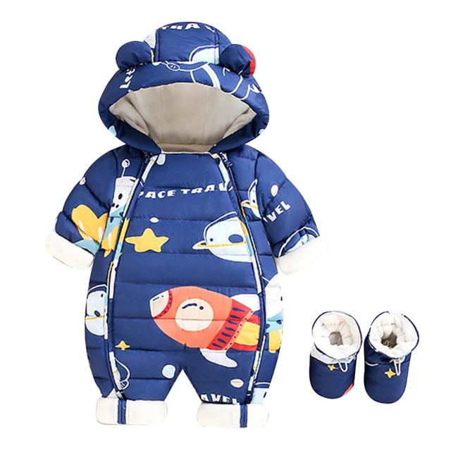 EDFBUYKRS Barboteuse d'Hiver pour Enfants à Capuche Combinaison de Neige Chaude avec Fermeture Éclair