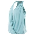 thumbnail image 2 of A2Y Women's V-Neck Sleeveless Drape Wrap Elastic Hem Halter Top Spring Blue S, 2 of 5