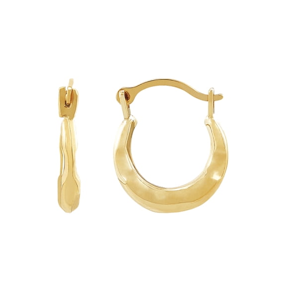 Brilliance Fine Jewelry 10K Yellow Gold Small Hollow Round Ribbed Hoops Earrings